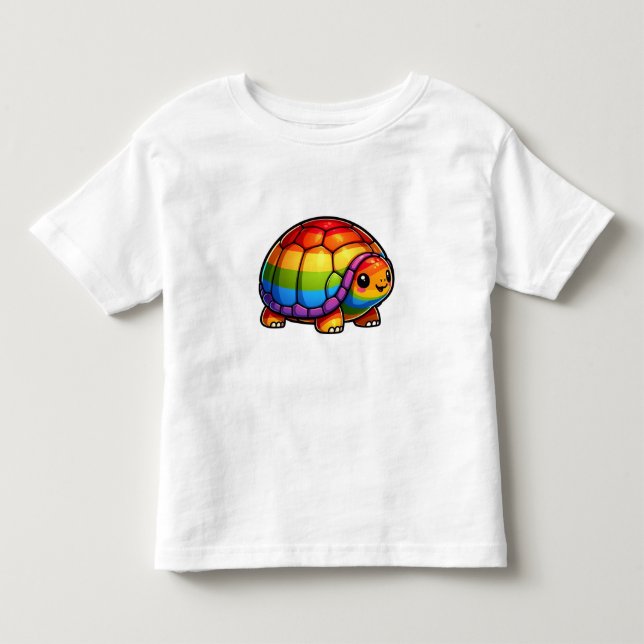 Regnbåge glad sköldpadda t shirt (Framsida)