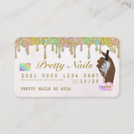 Regnbåge Glitter dropp Holograf Nagel Tech Kredit  Visitkort