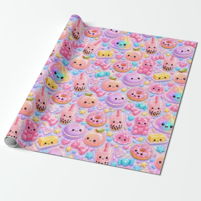 Regnbåge Glitter Dumpling Bun Söt Squishies  Presentpapper (Utrullad)