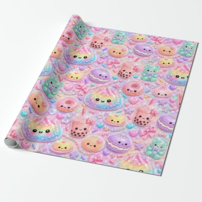 Regnbåge Glitter Dumpling Bun Söt Squishies  Presentpapper (Utrullad)