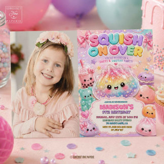 Regnbåge Glitter Dumpling Squishies Födelsedagsfes Inbjudningar