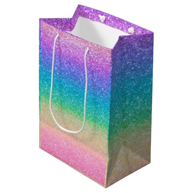 Regnbåge Glitter Gnistrande Snygg Födelsedagsfest  (Framsidan Vinklad)