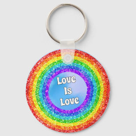 Regnbåge Glitter Pride HBT Kärlek är Kärlek Cirkel Nyckelring