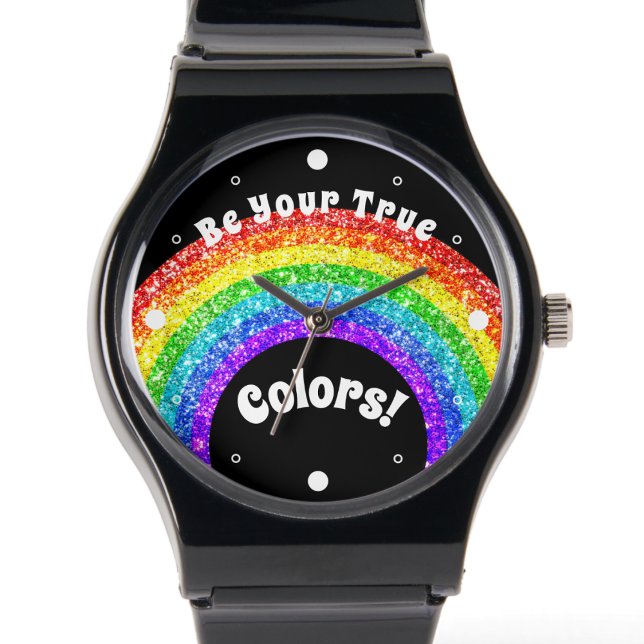Regnbåge Glitter Pride HBT Var dina sanna färger Armbandsur (Skapare uppladdad)