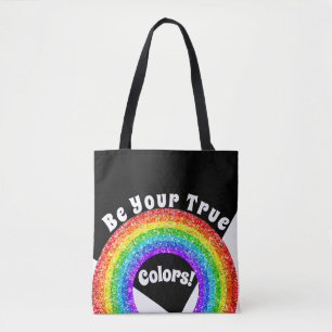 Regnbåge Glitter Pride HBT var dina sanna färger Tygkasse