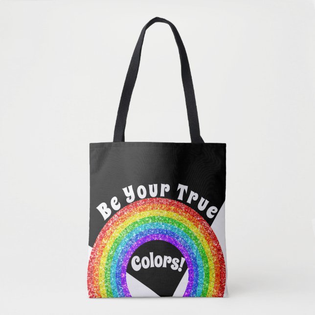 Regnbåge Glitter Pride HBT Var dina sanna färger Tygkasse (Framsida)