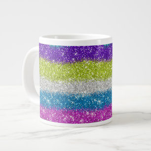 Regnbåge Glitter Rand Jumbo Mugg