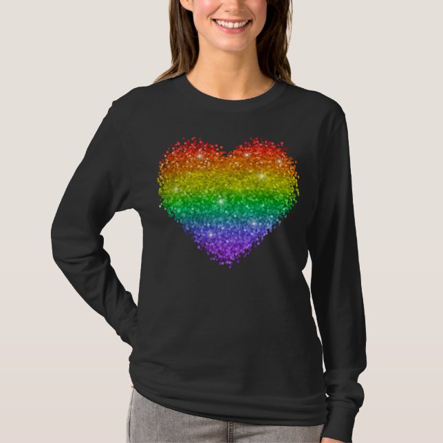 regnbåge glitter t shirt (Framsida)