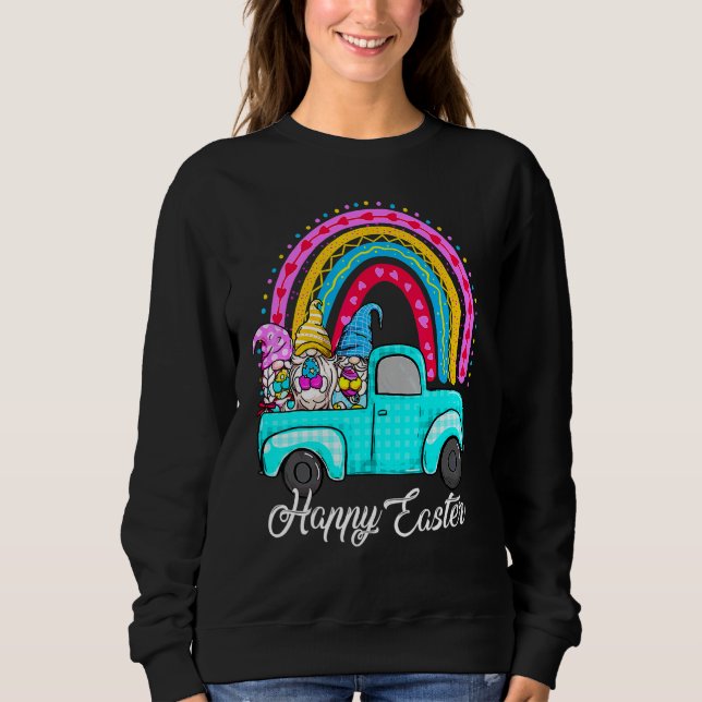 Regnbåge Gnomes with Bunny Eggs Hunting Lastbil Ea T Shirt (Framsida)