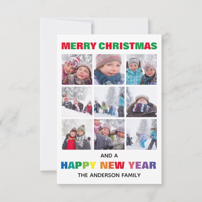 Regnbåge God Jul Collage-3x5 Julkort Inbjudningar (Framsida)