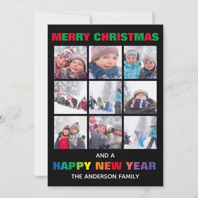 Regnbåge God Jul Collage - Julkort Inbjudningar (Framsida)