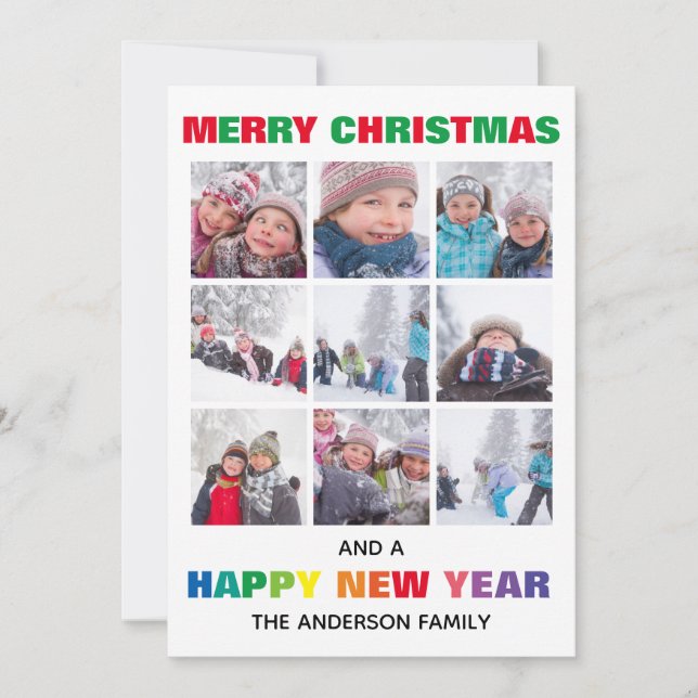 Regnbåge God Jul Collage - Julkort Inbjudningar (Framsida)