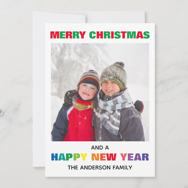 Regnbåge God Jul Foto - Julkort Inbjudningar (Framsida)