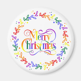 Regnbåge God Jul Krans Magnet