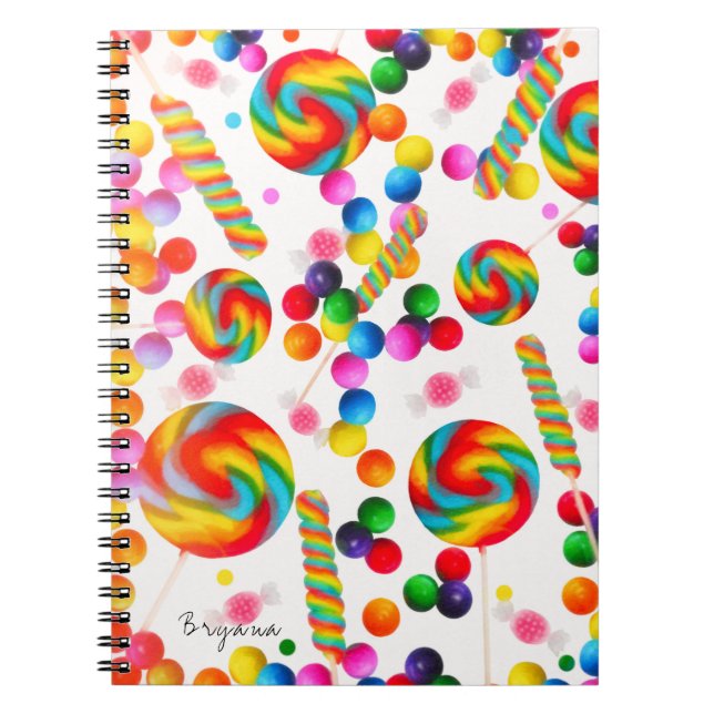 Regnbåge Godis Söt Anpassad Candyland Journal Anteckningsbok (Framsidan)