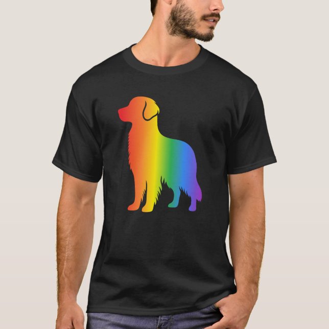 Regnbåge Golden Retriever Hundälskare T Shirt (Framsida)