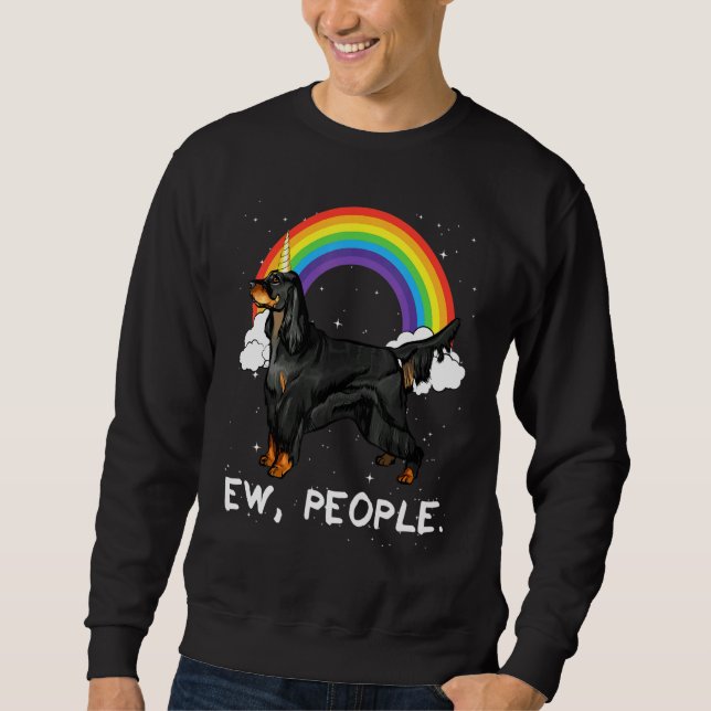 Regnbåge Gordon Setter Ew Människor Enhörning Hund Lång Ärmad Tröja (Framsida)