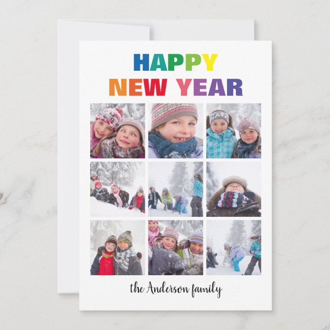 Regnbåge Gott Nytt År Collage - Julkort Inbjudningar (Framsida)
