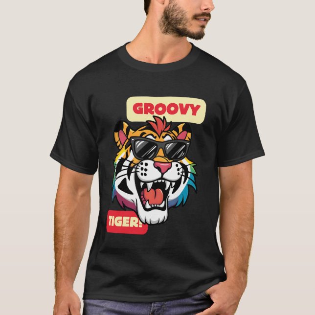 Regnbåge Groovy Tiger Tröja För Män Kvinnor och Ka (Framsida)