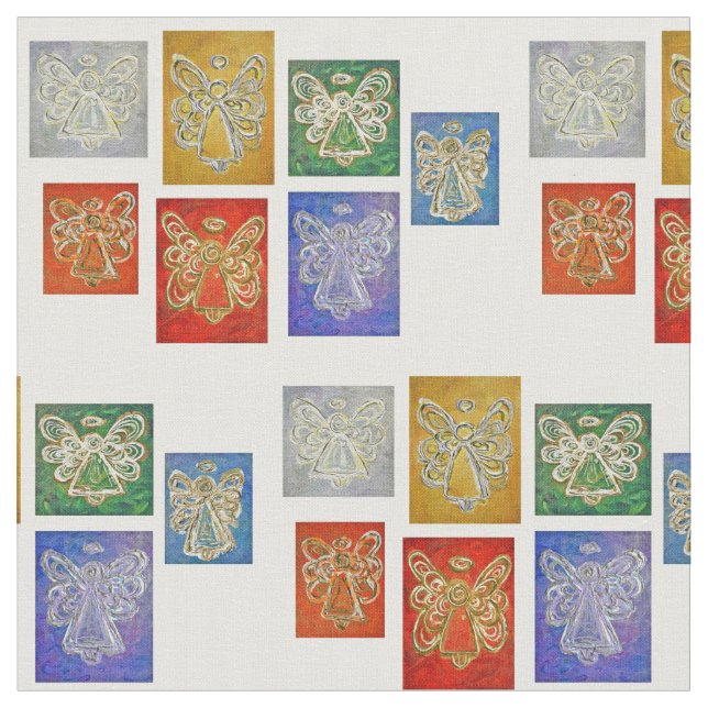 Regnbåge Guardian Änglar Art Fabric Material Tyg (Närbild)