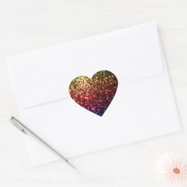 Regnbåge gul röd lila falskt glitter gnistrar hjärtformat klistermärke