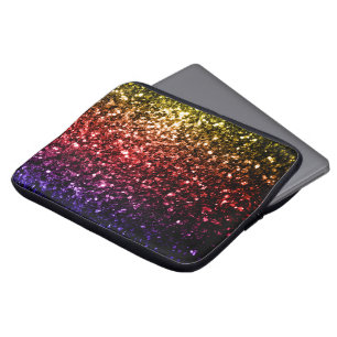 Regnbåge gul röd lila falskt glitter gnistrar laptop sleeve