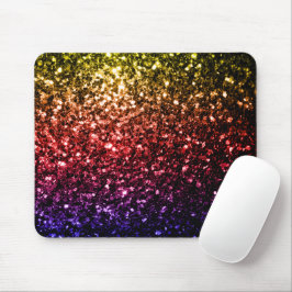 Regnbåge gul röd lila falskt glitter gnistrar musmatta