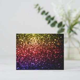 Regnbåge gul röd lila falskt glitter gnistrar vykort