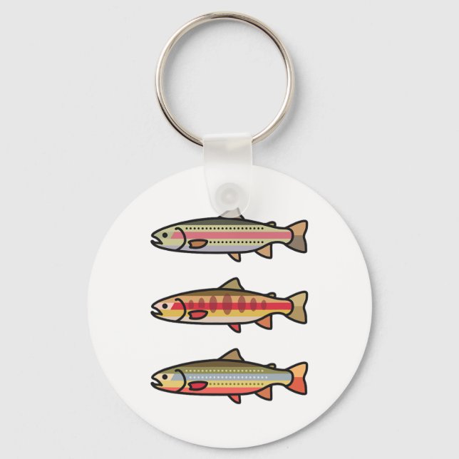 Regnbåge Guld Bäck Forell Fiskepresent För Anglare Nyckelring (Framsida)