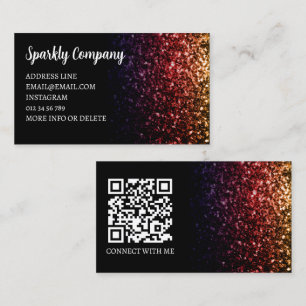Regnbåge guld röd gnistra svart elegant QR-kod Visitkort