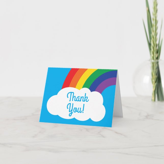 Regnbåge & gullig 1st födelsedagsfest för moln kort (Framsida)