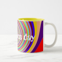 Regnbåge Ha en trevlig dag. Psykedeliskt godis-snu Två-Tonad Mugg