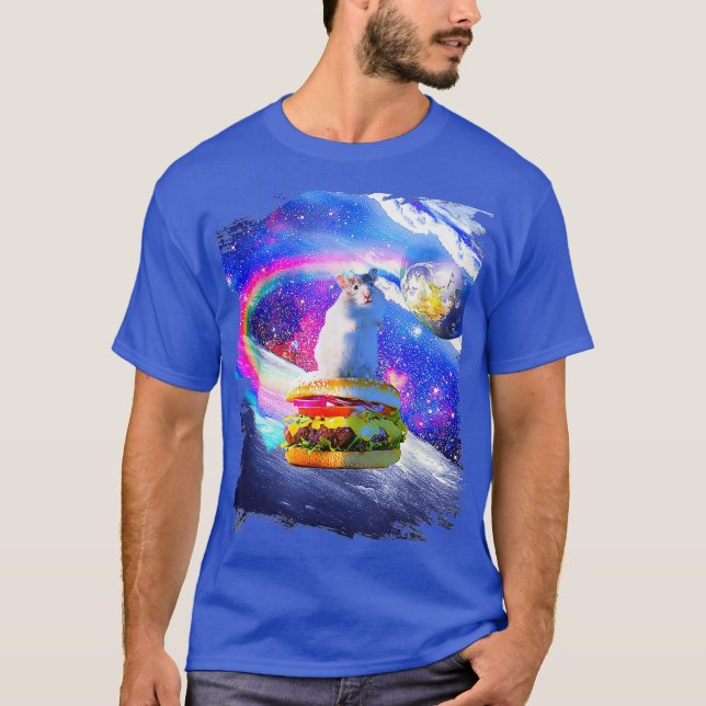 Regnbåge Hamster Riding Burger T Shirt (Framsida)