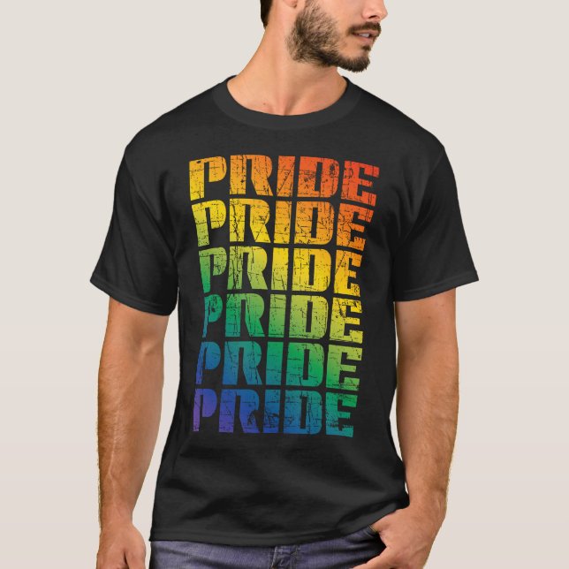 Regnbåge Handavtryck Mer Kärlek Mindre Hat Stolt L T Shirt (Framsida)