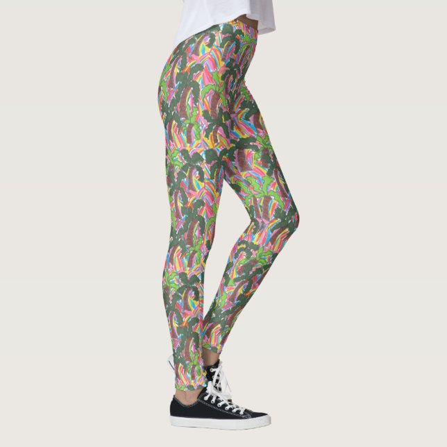 Regnbåge Handflatan Träd Party Skriv ut legeringar Leggings (Höger)
