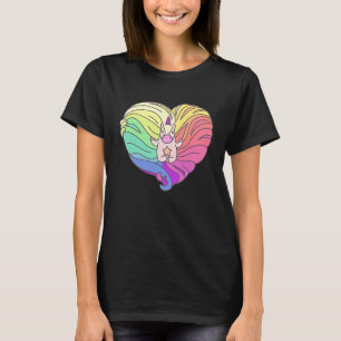 Regnbåge Hår Hjärtan Yoga Enhörning T Shirt