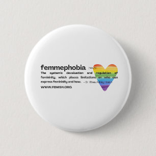 Regnbåge Heart Femmephobia Button Knapp