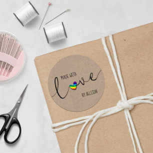 Regnbåge Heart-handskript, skrivet med Kärlek Runt Klistermärke