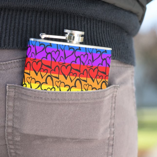 Regnbåge Heart Mönster Fickplunta (In Situ)