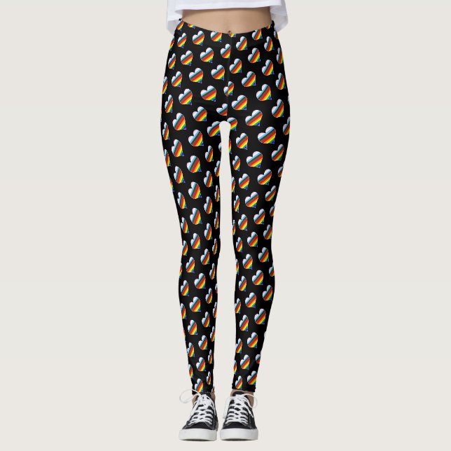 Regnbåge Heart Mönster Leggings (Framsida)