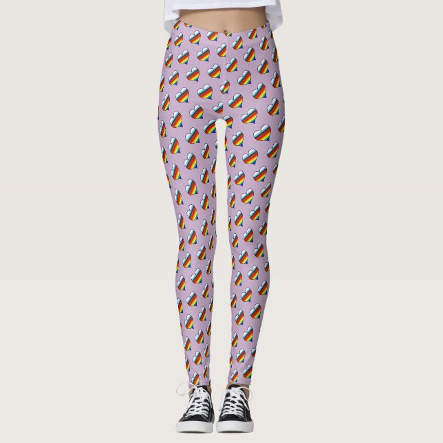Regnbåge Heart Mönster Leggings (Framsida)