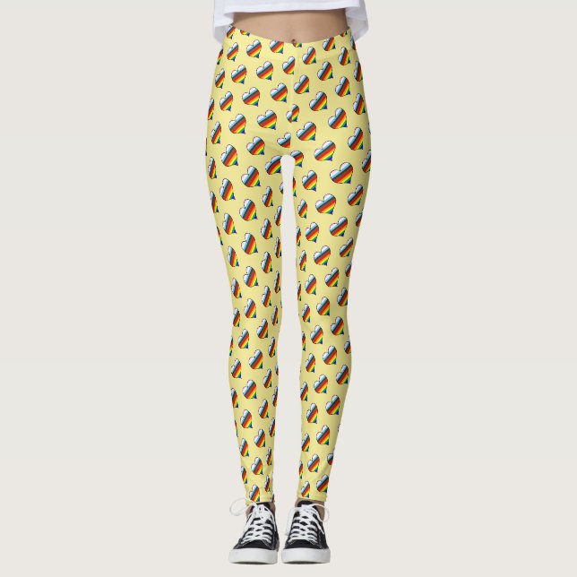 Regnbåge Heart Mönster Leggings (Framsida)