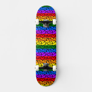Regnbåge Heart Mönster Mini Skateboard Bräda 18,5 Cm