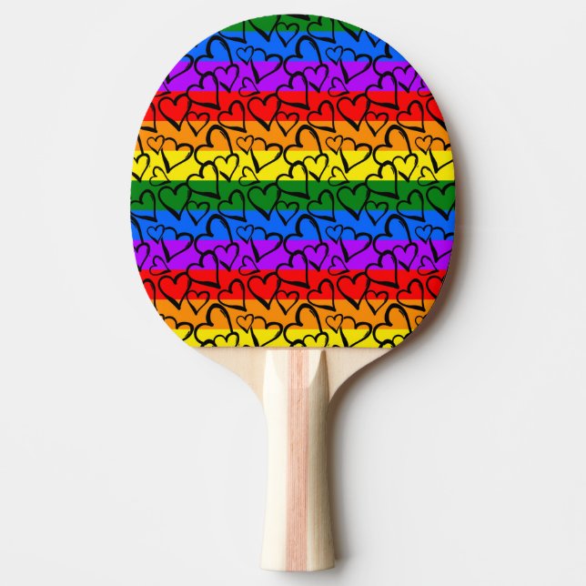 Regnbåge Heart Mönster Pingisracket (Framsidan)