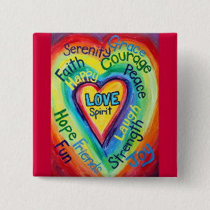 Regnbåge Heart Spirit Ord Button Knapp