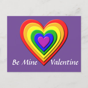 Regnbåge Heart Valentine vykort