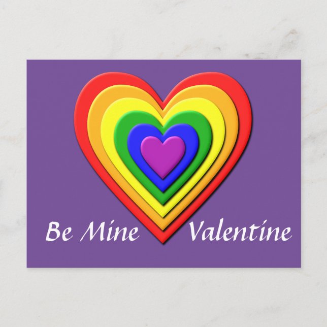 Regnbåge Heart Valentine vykort (Framsida)