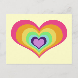Regnbåge Hearts Art Vykort