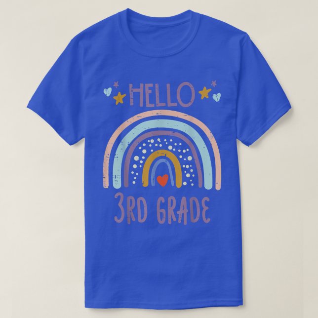 Regnbåge Hej 3:e Klass 3:e första dagen-gymnasiet T Shirt (Design framsida)