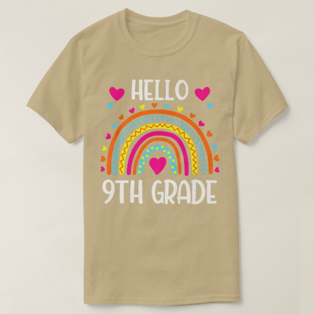 Regnbåge Hej Nionde Klass Shirt 9th Klass tillbaka T (Design framsida)